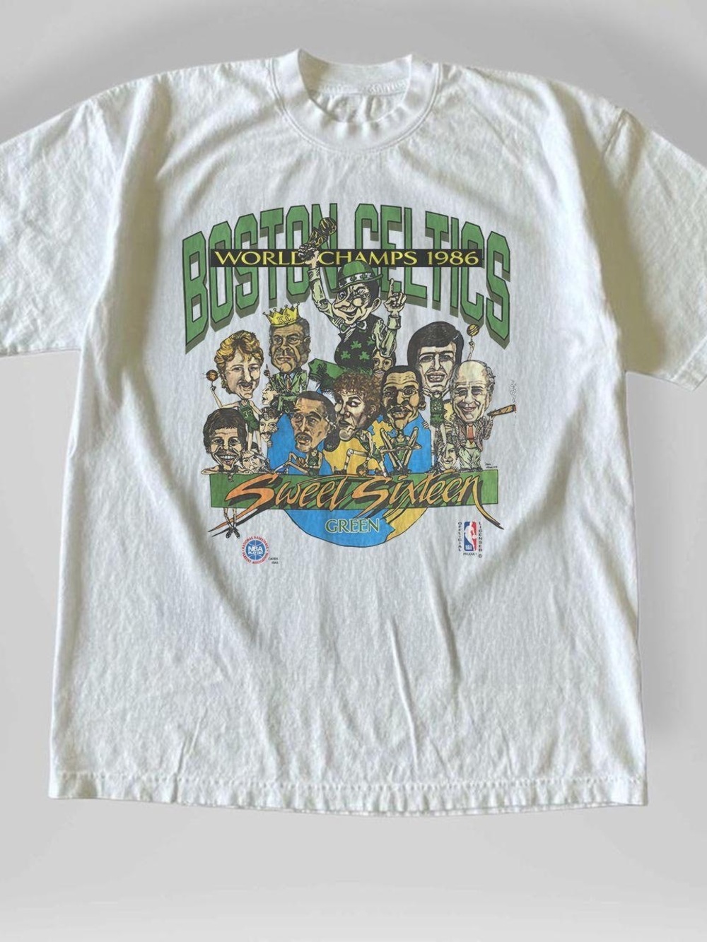 Gildan Boston Celtics 1986 World Champs Sweet Sixteen Tee - White/Green